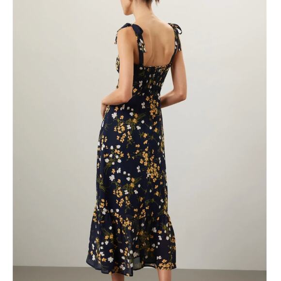 Reformation Blue Floral Midi Slip Dress SIZE 2 Cottage Sundress Corset $278 - Picture 3 of 13